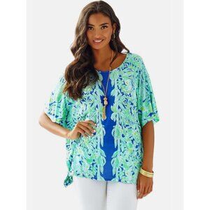 LILLY PULITZER COOPER CAFTAN TOP SIZE S/M CASUAL COLORFUL TRAVEL PONCHO TUNIC